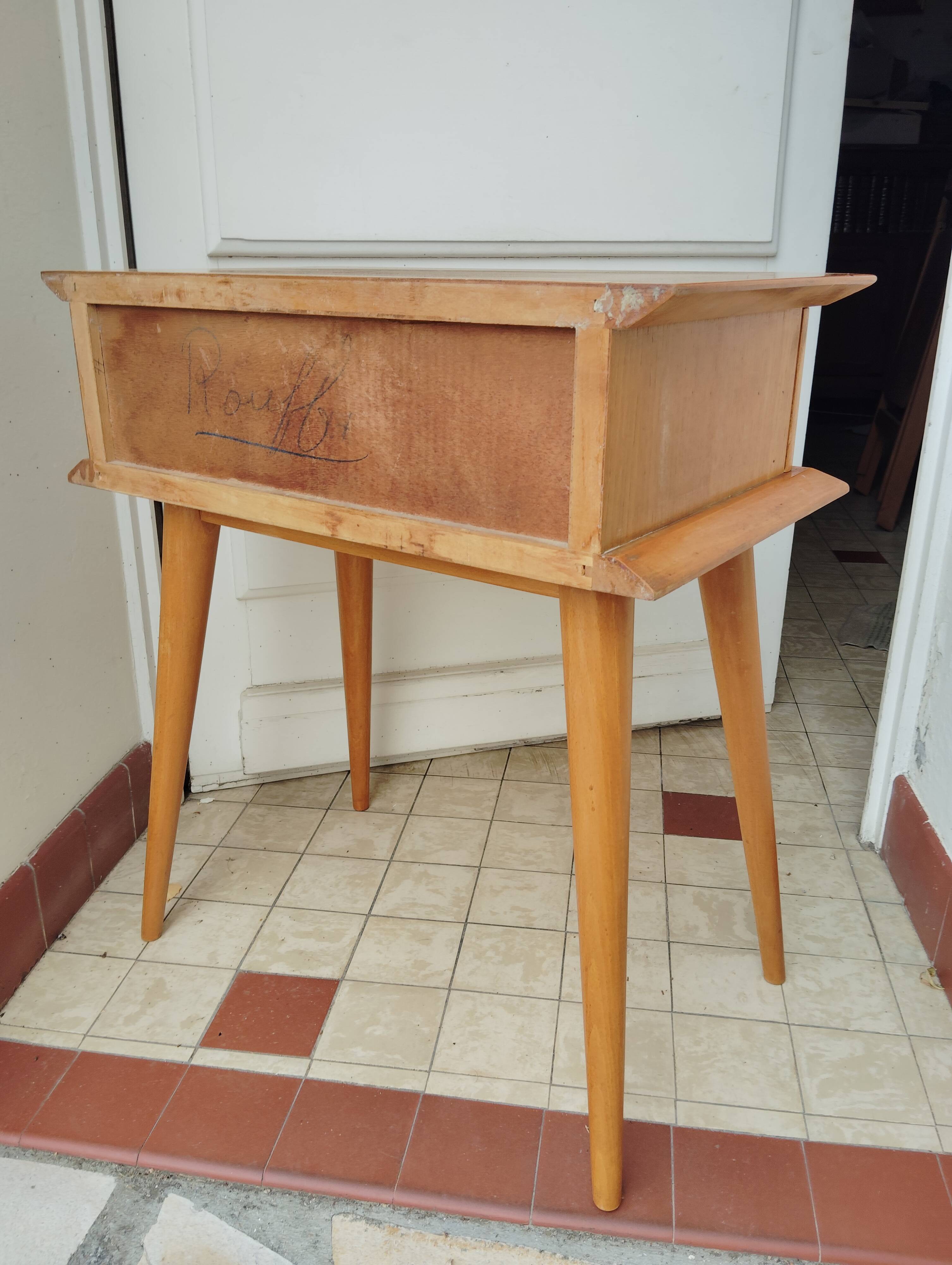 Vintage light wood bedside table