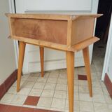 Vintage light wood bedside table