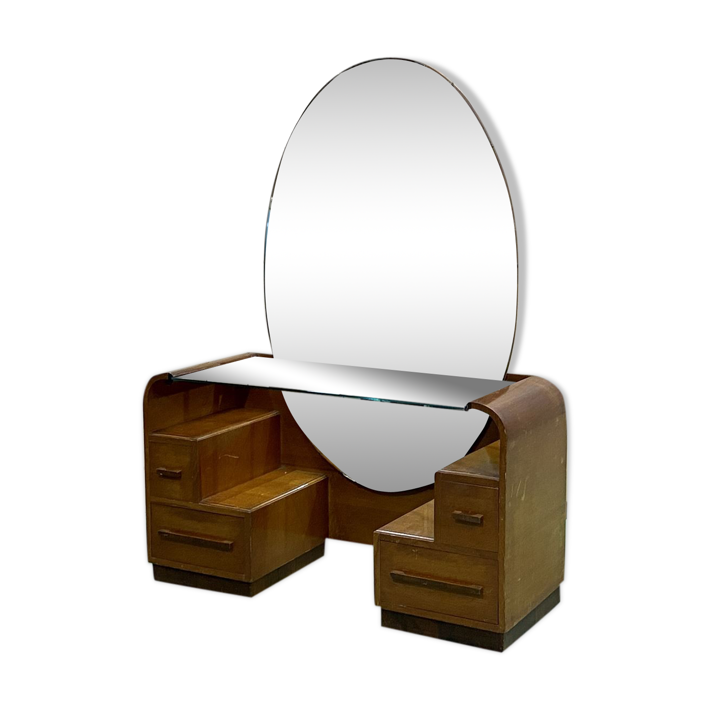 English art deco hairdresser in oak and walnut