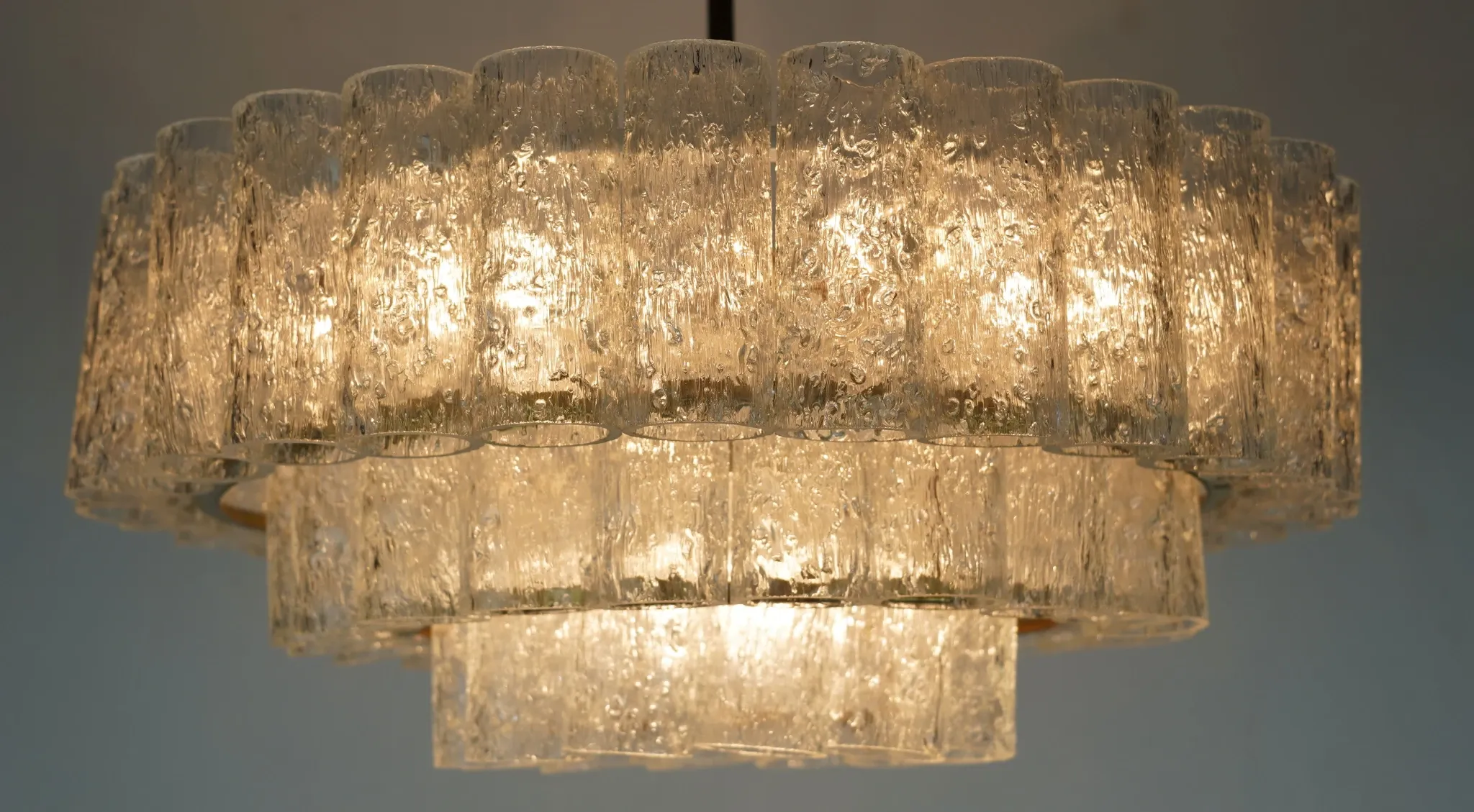 1960s vintage mid century doria ice glass CHANDELIER with 63 glass tubes