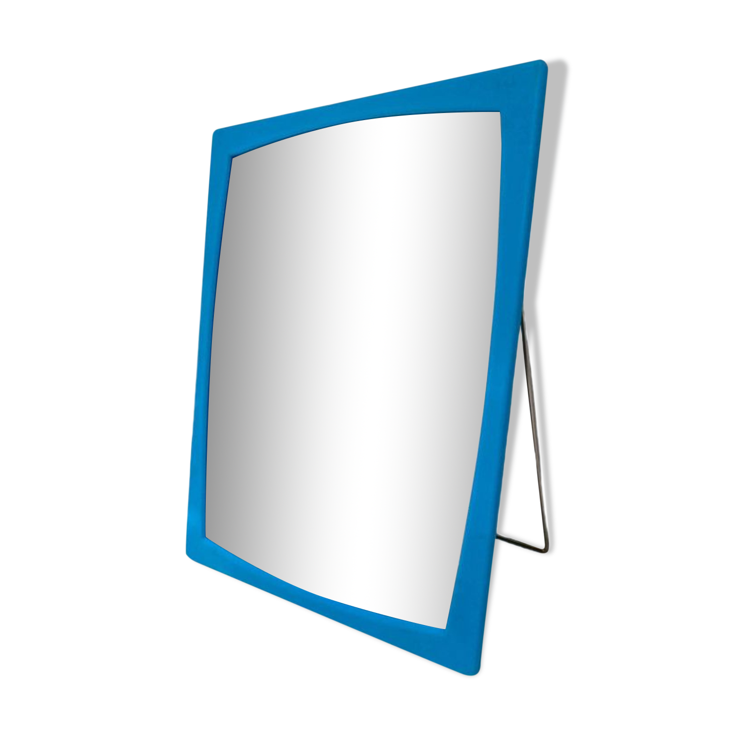 Blue plastic barber mirror made in France vintage
