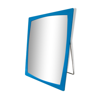 Blue plastic barber mirror made in France vintage