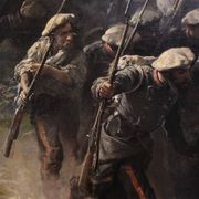 Great battle of the 19th century, painting signed H.P.