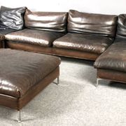 GIGANTIC MODULAR LEATHER SOFA FOR 12 PEOPLE.