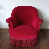 Lot de 2 fauteuils crapauds en velours rouge