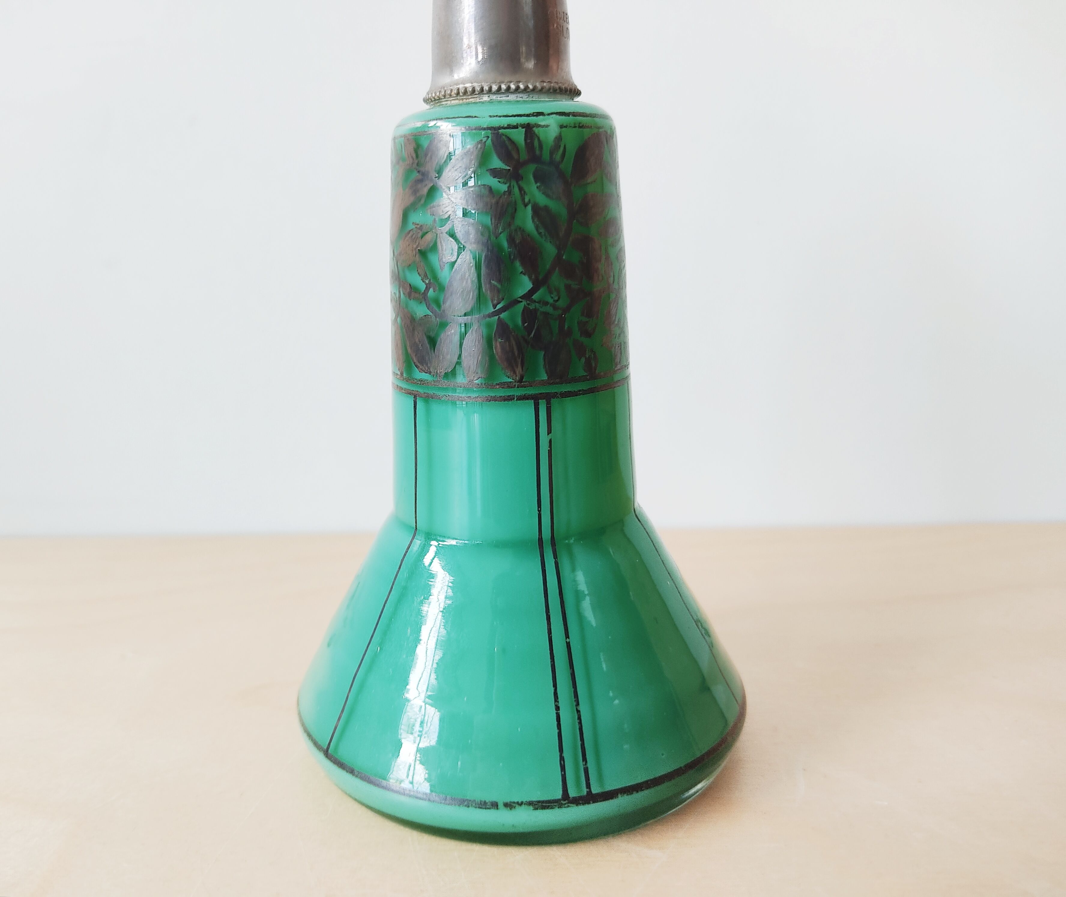 Hand-painted turquoise-lined glass vase