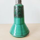 Vase en verre doublé turquoise peint à la main