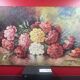 Bouquet fleurs sur table huile sur panneau isorel signe M. Cornil