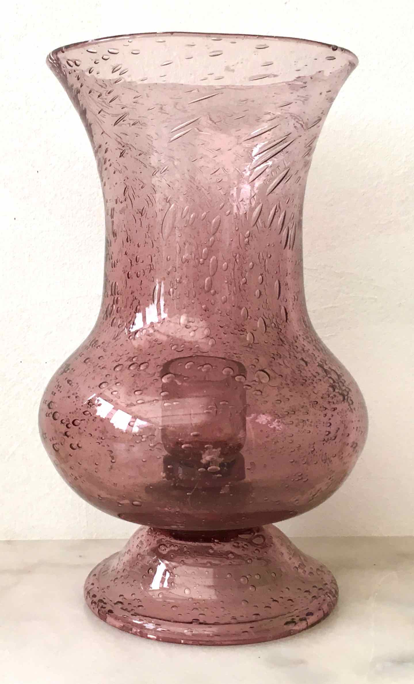 Photophore bruyère verre soufflé bullé