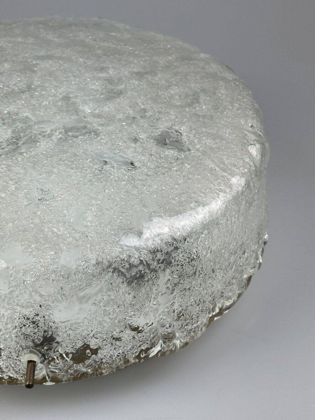 60s 70s ceiling lamp Plafoniere Flush Mount Ice Glass Hillebrand Germany