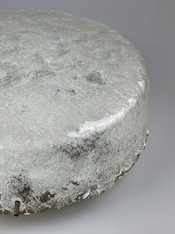 60s 70s ceiling lamp Plafoniere Flush Mount Ice Glass Hillebrand Germany