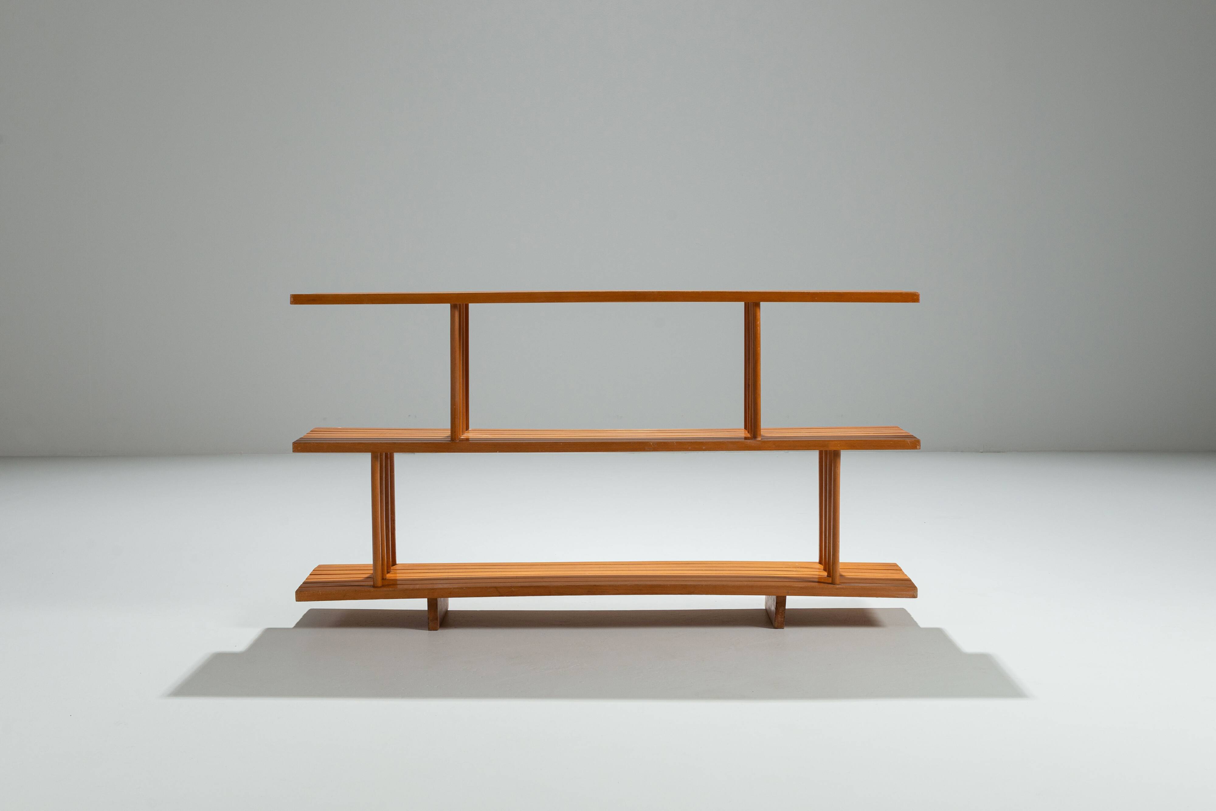 Mid-Century three tier wooden shelving unit