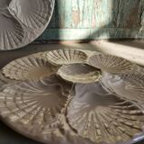 Vintage French white Majolica oyster plate