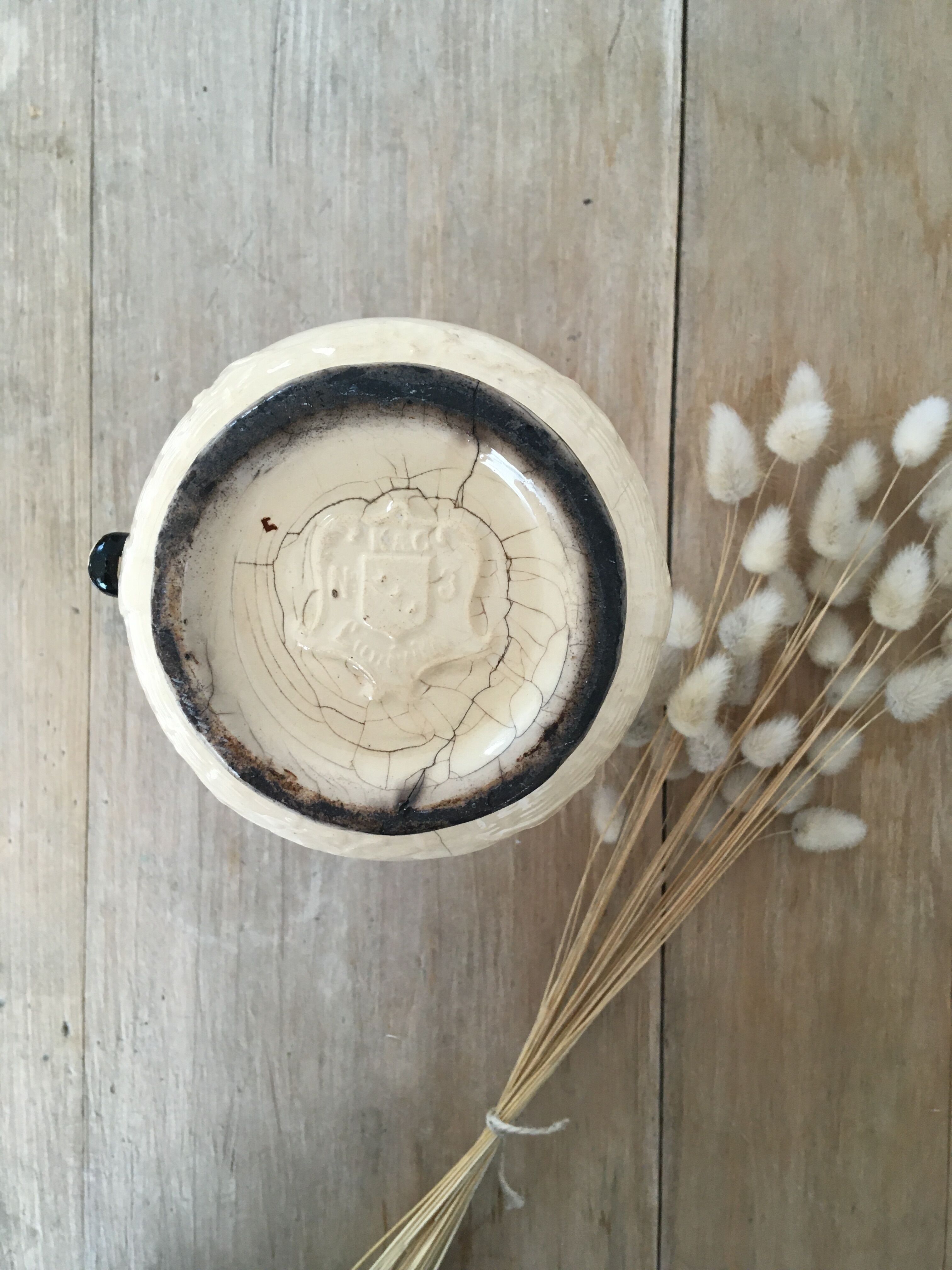 Old pitcher beige and black Lunéville