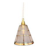 Suspension tulipe vintage en verre blanc et or