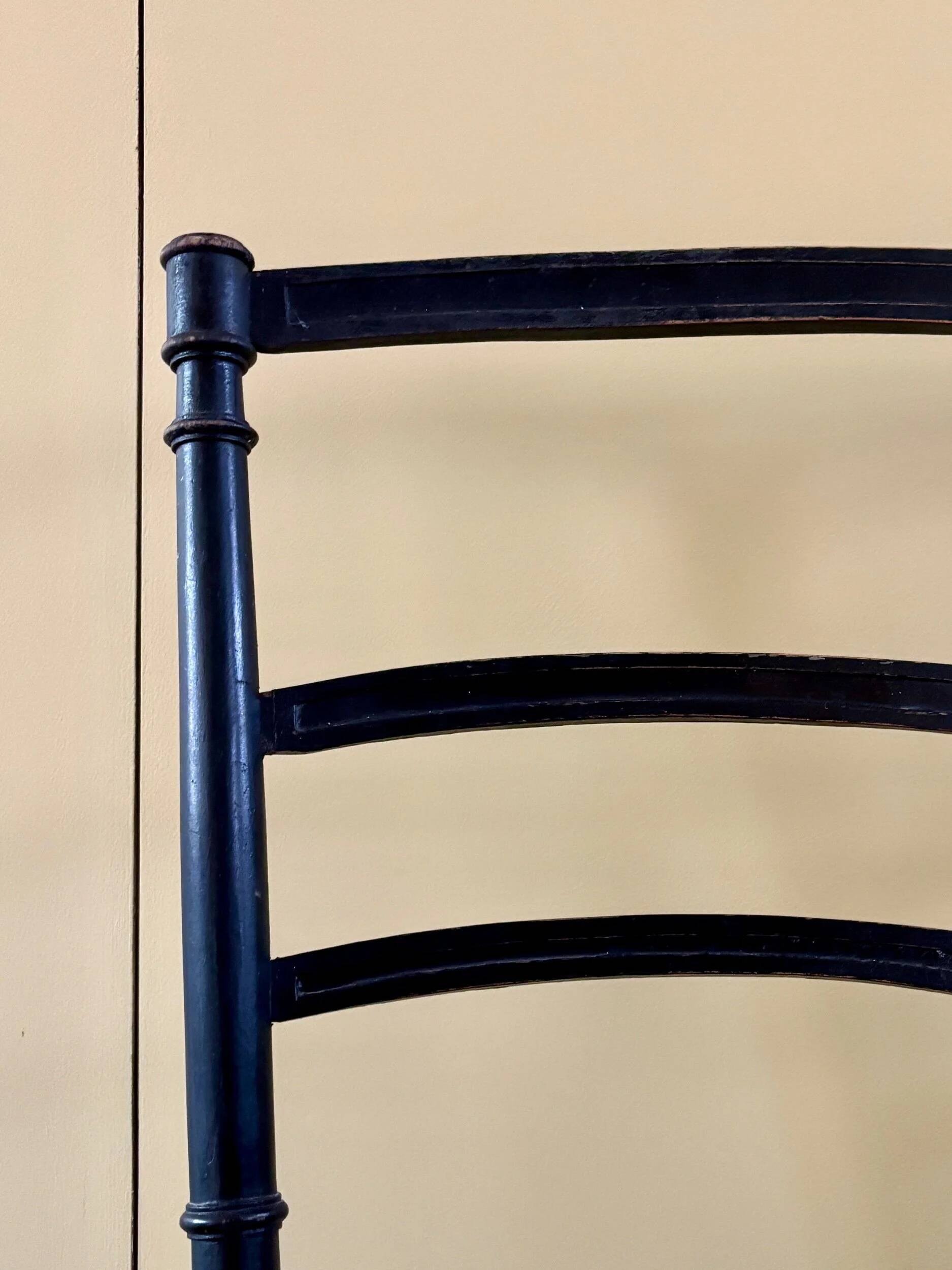 Napoleon III chair in blackened wood and gray cotton