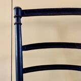 Napoleon III chair in blackened wood and gray cotton