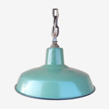 Old industrial suspension - Light green enamelled sheet bowl - 1950