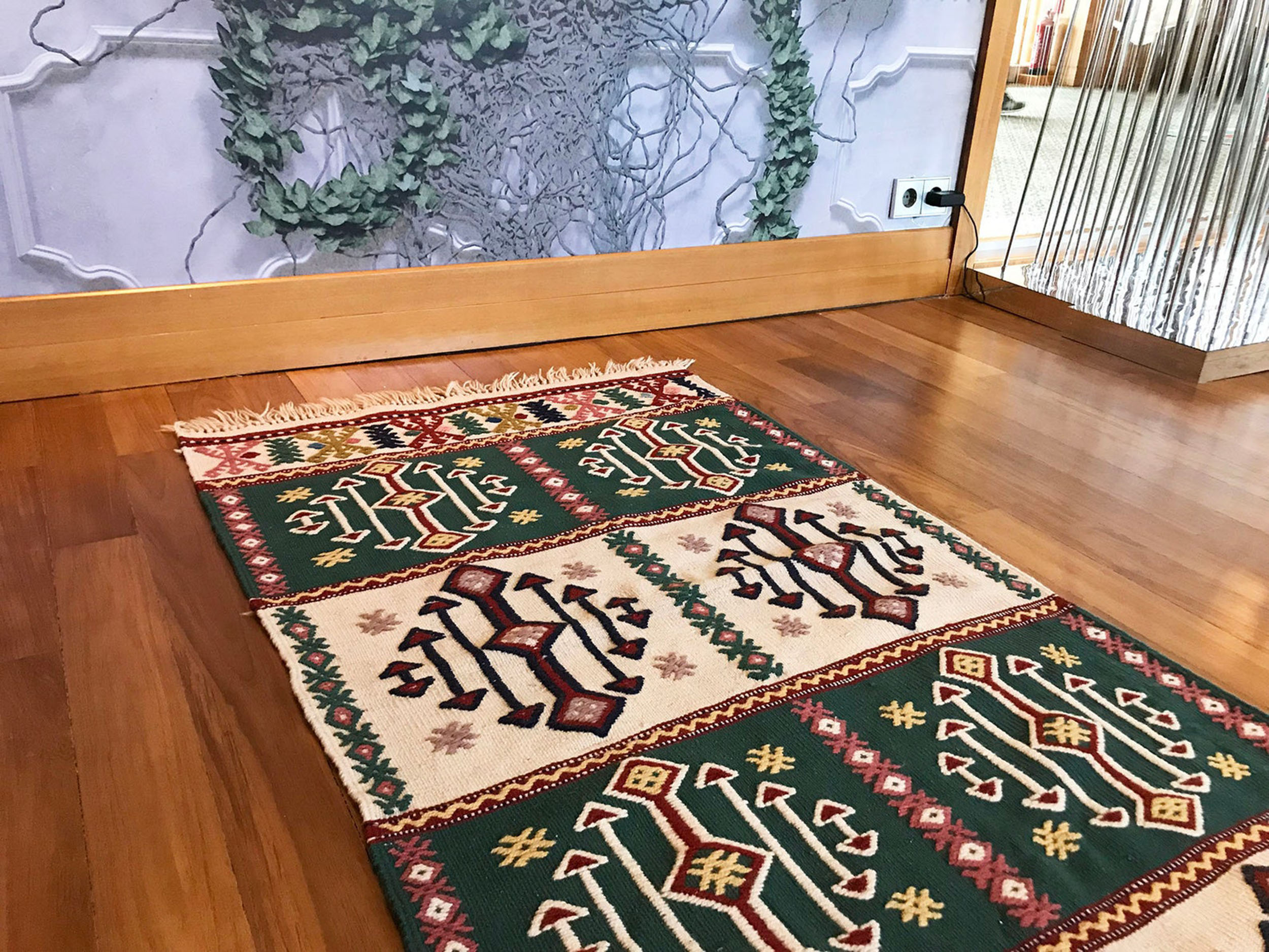 Handmade kilim runner rug with traditional design