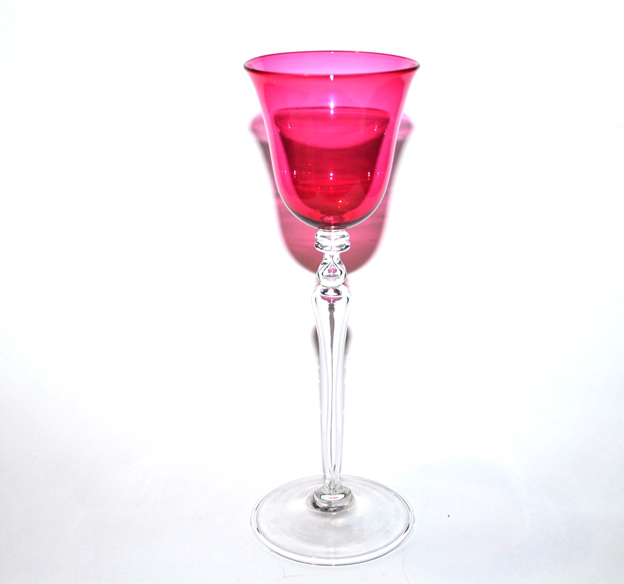 Lined blown crystal stemmed glass