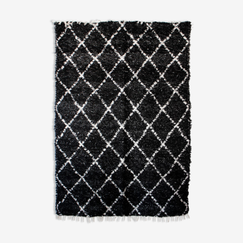 Tapis artisanal réversible 170 x 240 cm noir et blanc