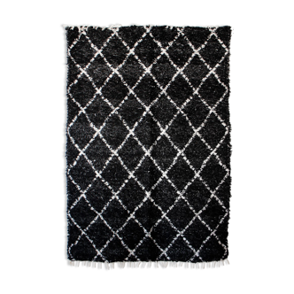 Large reversible handmade carpet - 170 x 240 cm - Black and white