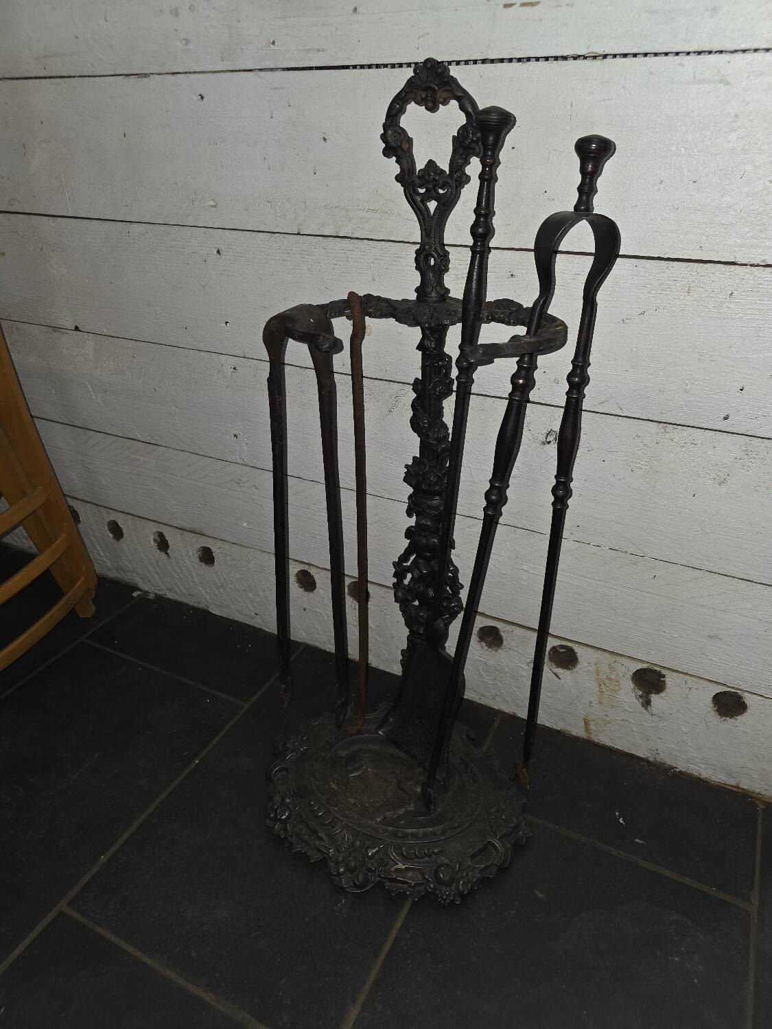 Antique cast iron fireplace set
