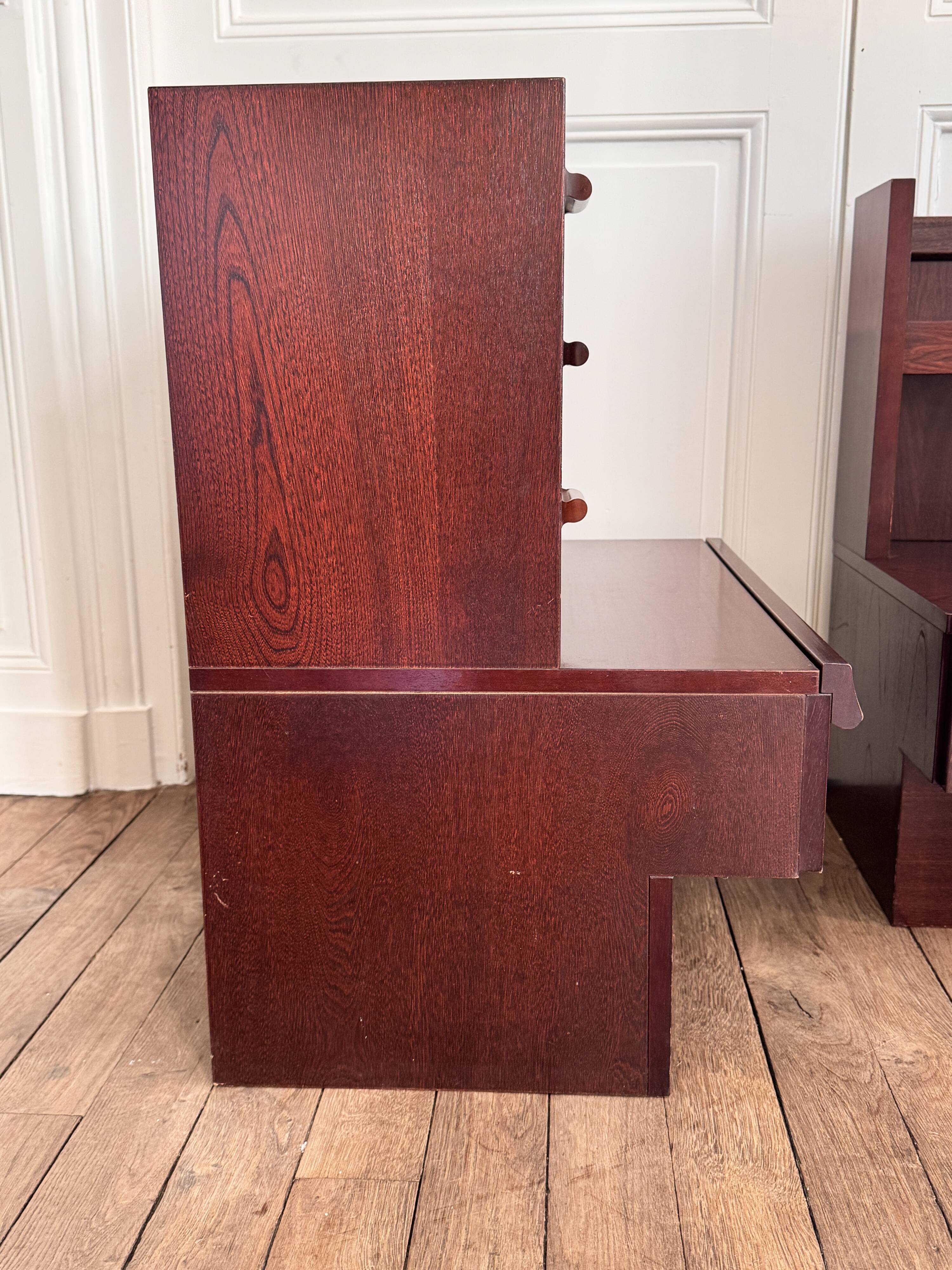 Paire de chevets mid century Roche Bobois vintage avec éclairage intégré