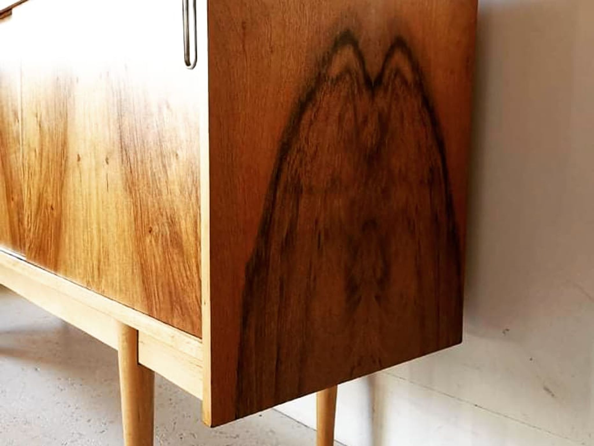 Walnut veneer row edition Bytomskie Zaklady, Polish Mid-Century 1960s