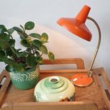 Vintage adjustable lamp, orange, made of metal.