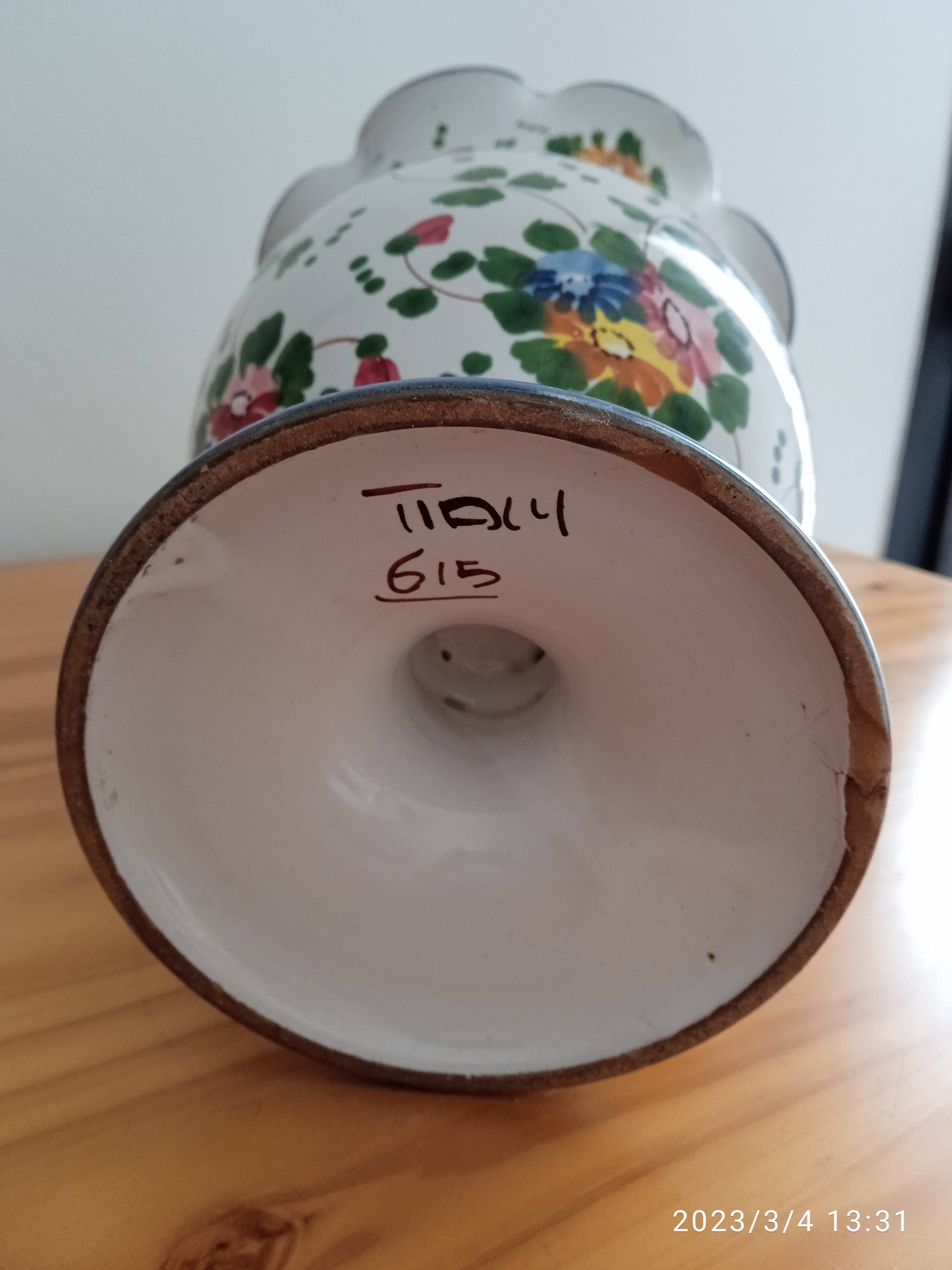 Hand-painted antique ceramic vase