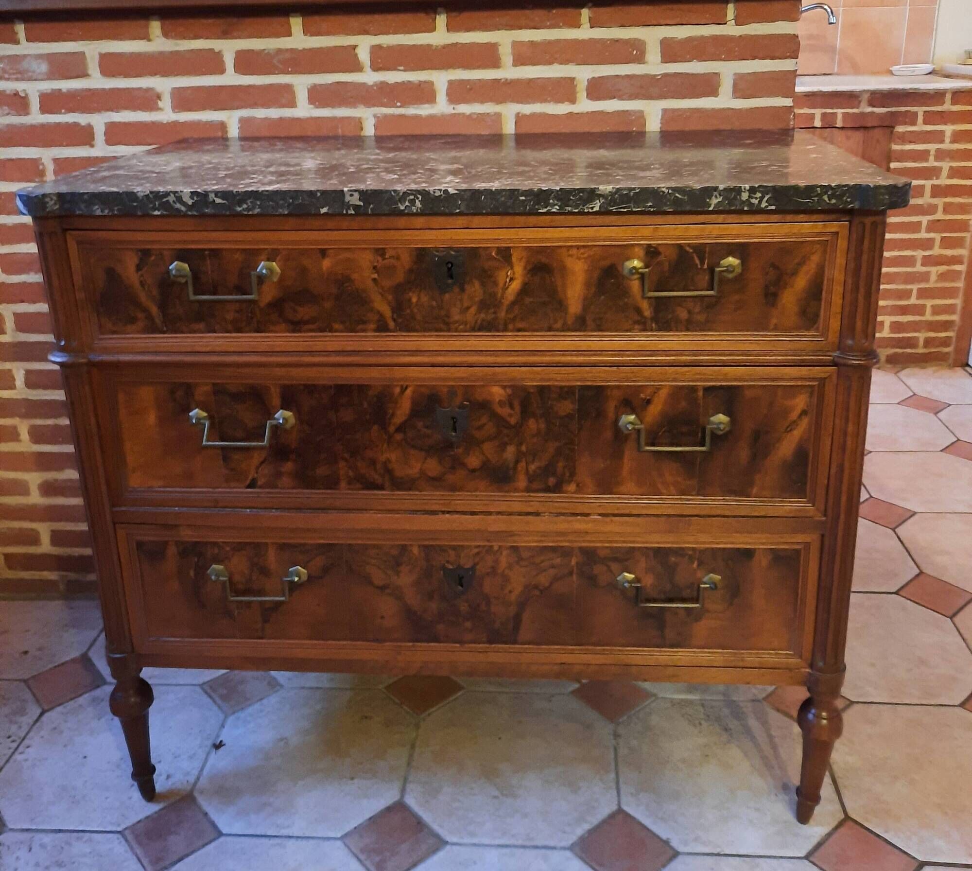 Louis XVI period mahogany chest of drawers