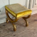 Louis XVI Style Carved and Gilded Wooden Stool Circa 1880