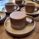 Service of 5 cups and saucers in brown stoneware – 1970s–1980s