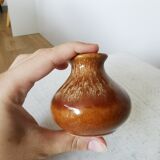 Vase vintage en céramique brune : décoration bohème yougoslave des années 1970