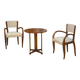 Pair of bridge armchairs in walnut and cream boucle fabric, early 20th century.