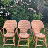 Trio of braided chestnut chairs