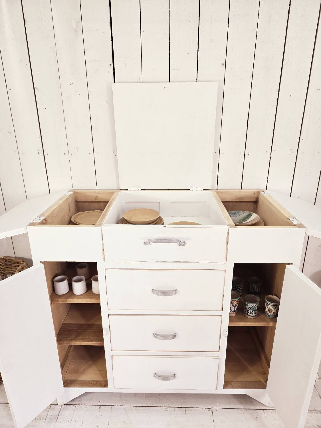 White painted wooden sideboard