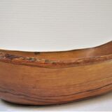 Large fruit cup in vintage carved solid walnut