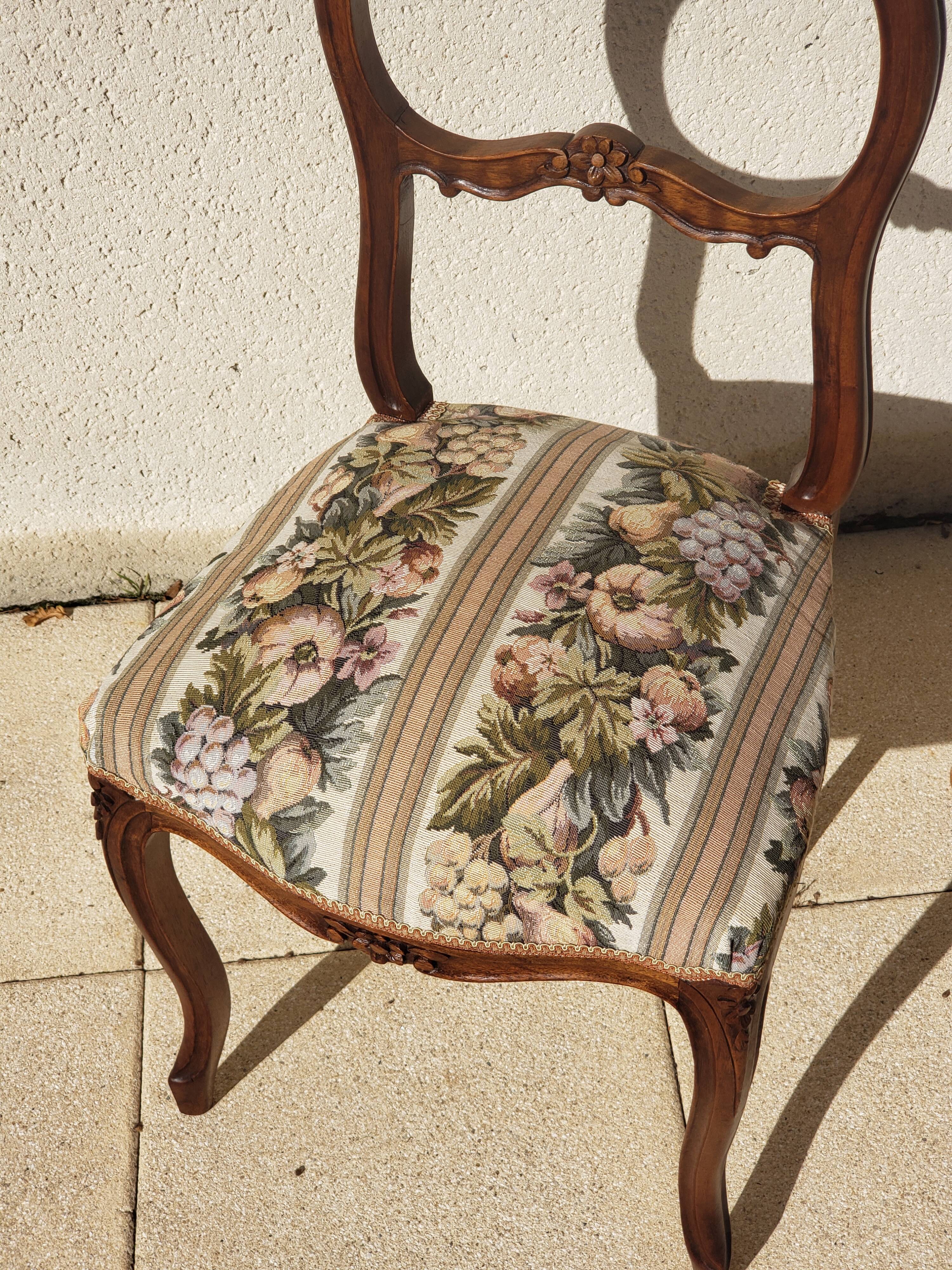 2 antique Louis XV style walnut chairs