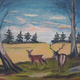 Painting „The Pair of Deer”, Scandinavian design, 1960s