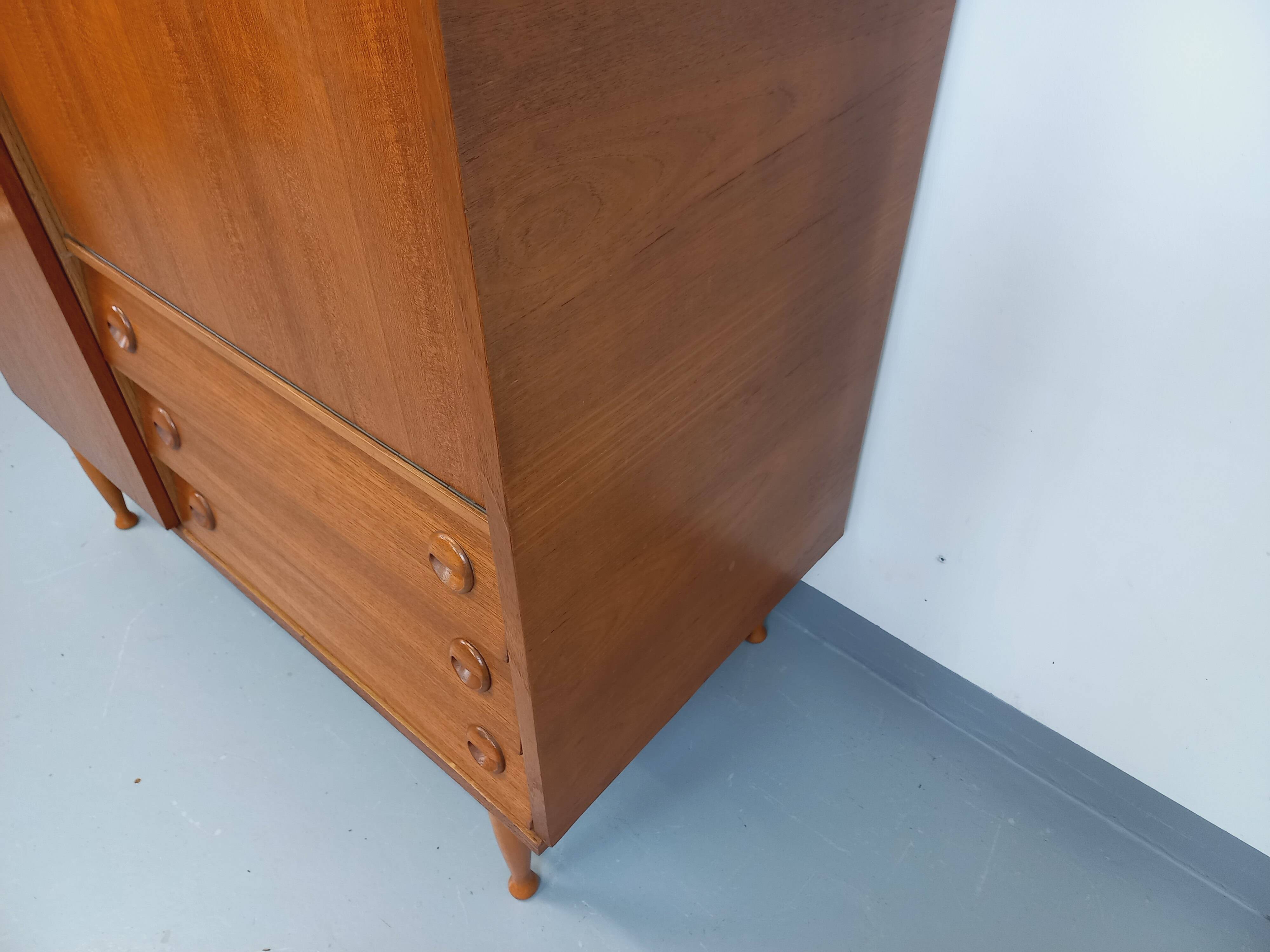 Vintage Scandinavian-style teak secretary cabinet