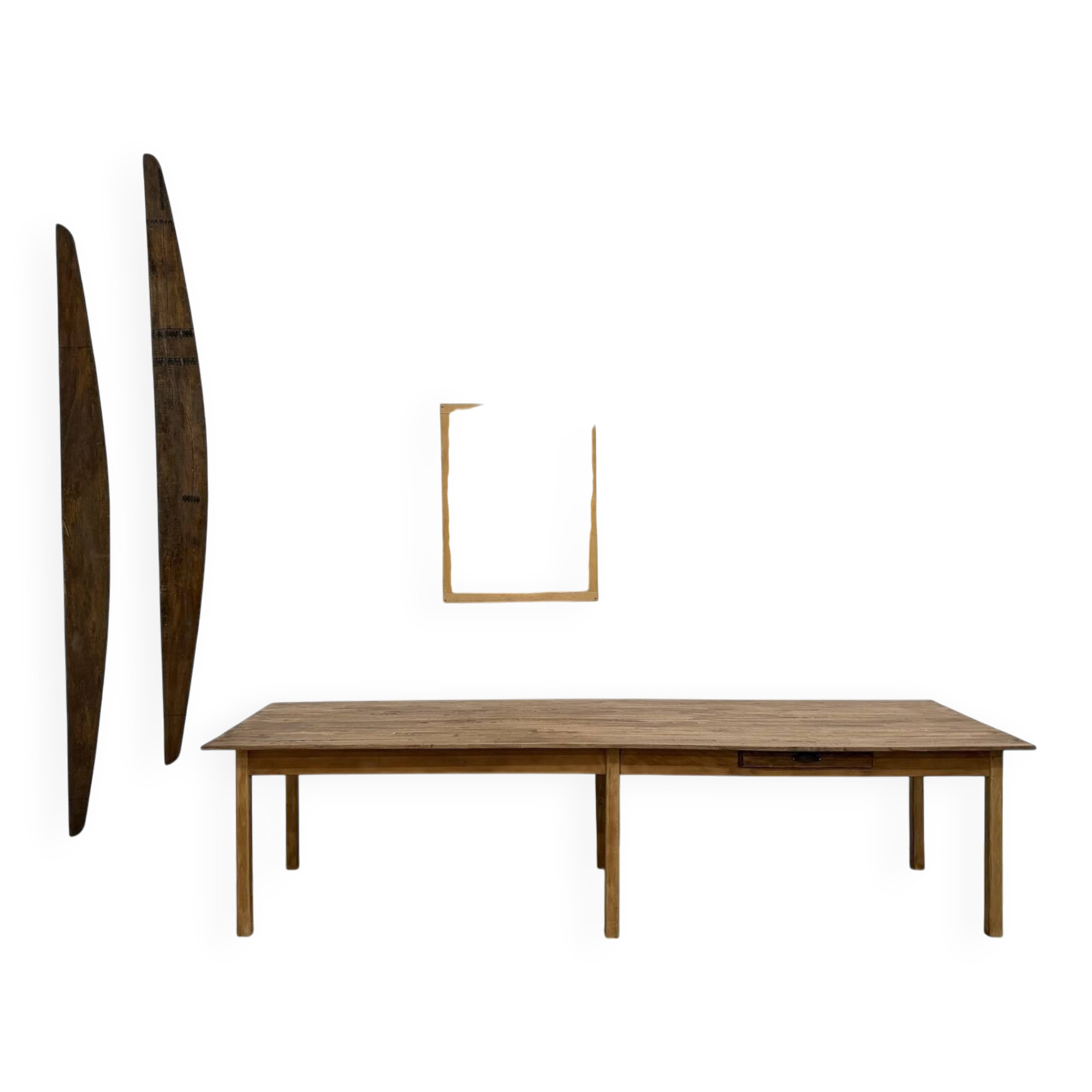 XXL table with 6 legs in solid pine and rubberwood