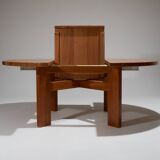 Extendable elm table, Maison Regain 1980s