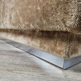 1970s coffee table covered in fabric with glass top