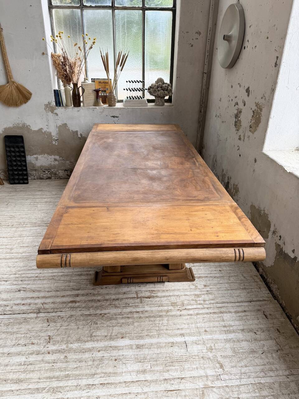 Table de repas chêne 1940 Dudouyt 240cm