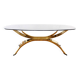 Italian coffee table in smoked glass and brass