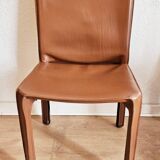 Bellini style brown leather zipped chair, Italian design