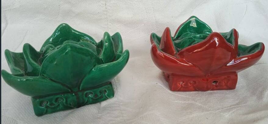 Pair of ceramic candle holders