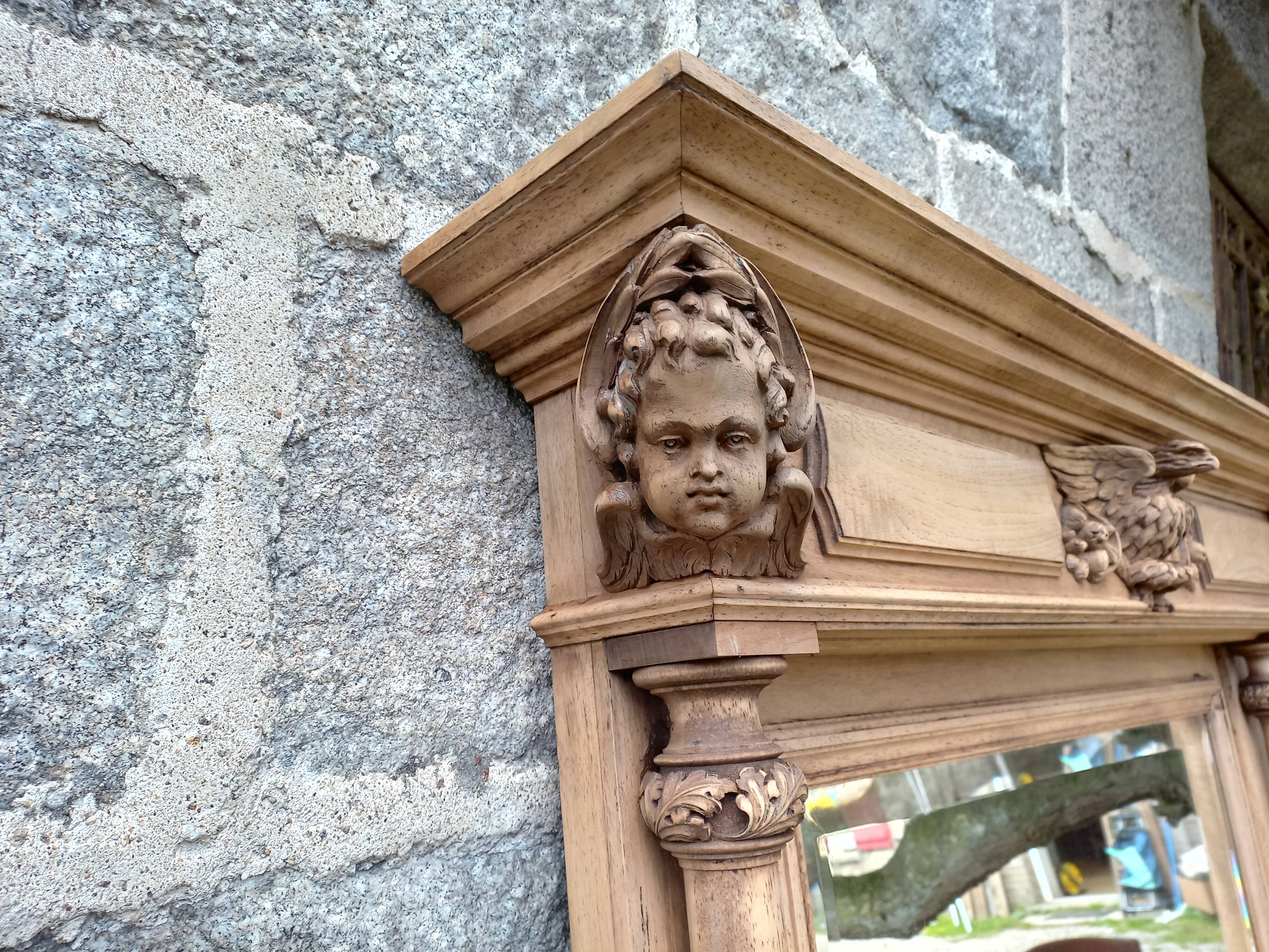 Carved wooden mirror, 168x112 cm